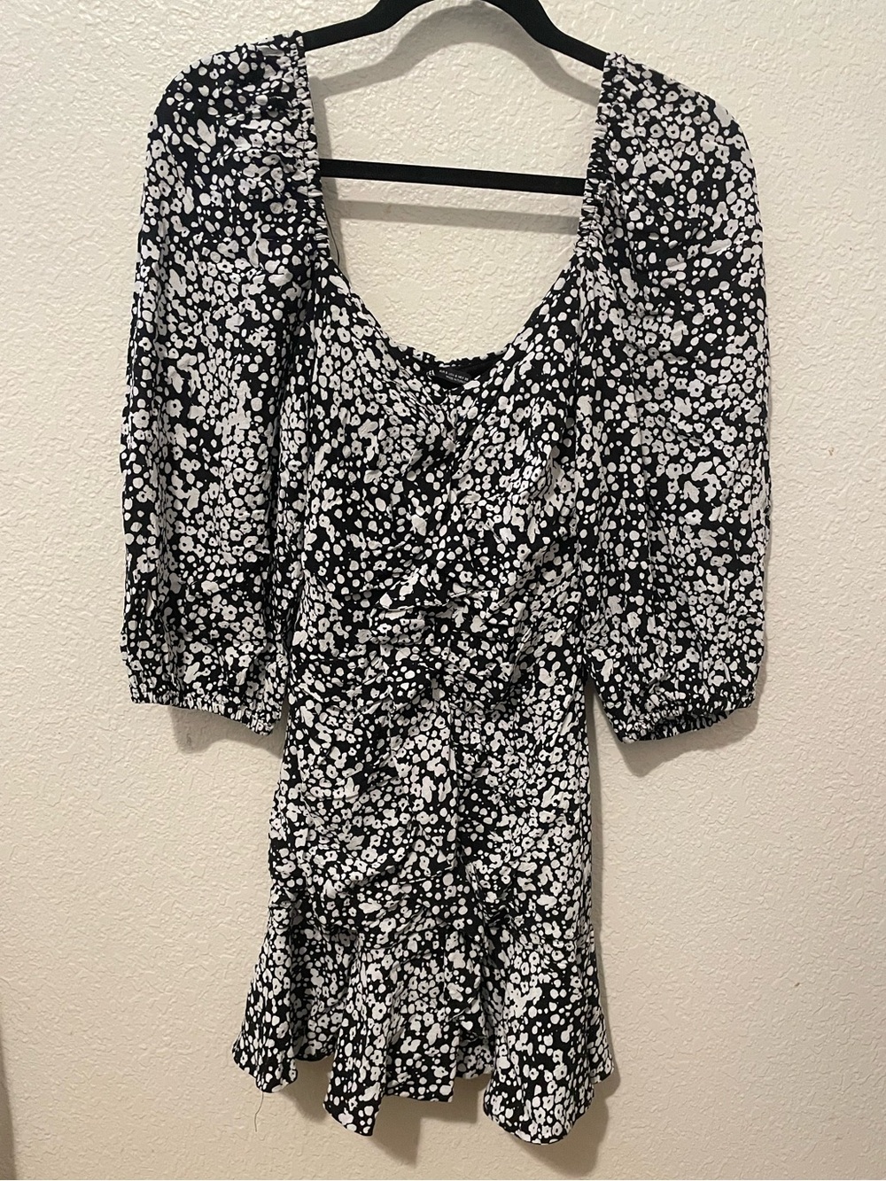 Zara Black and White Ruffle Mini Dress